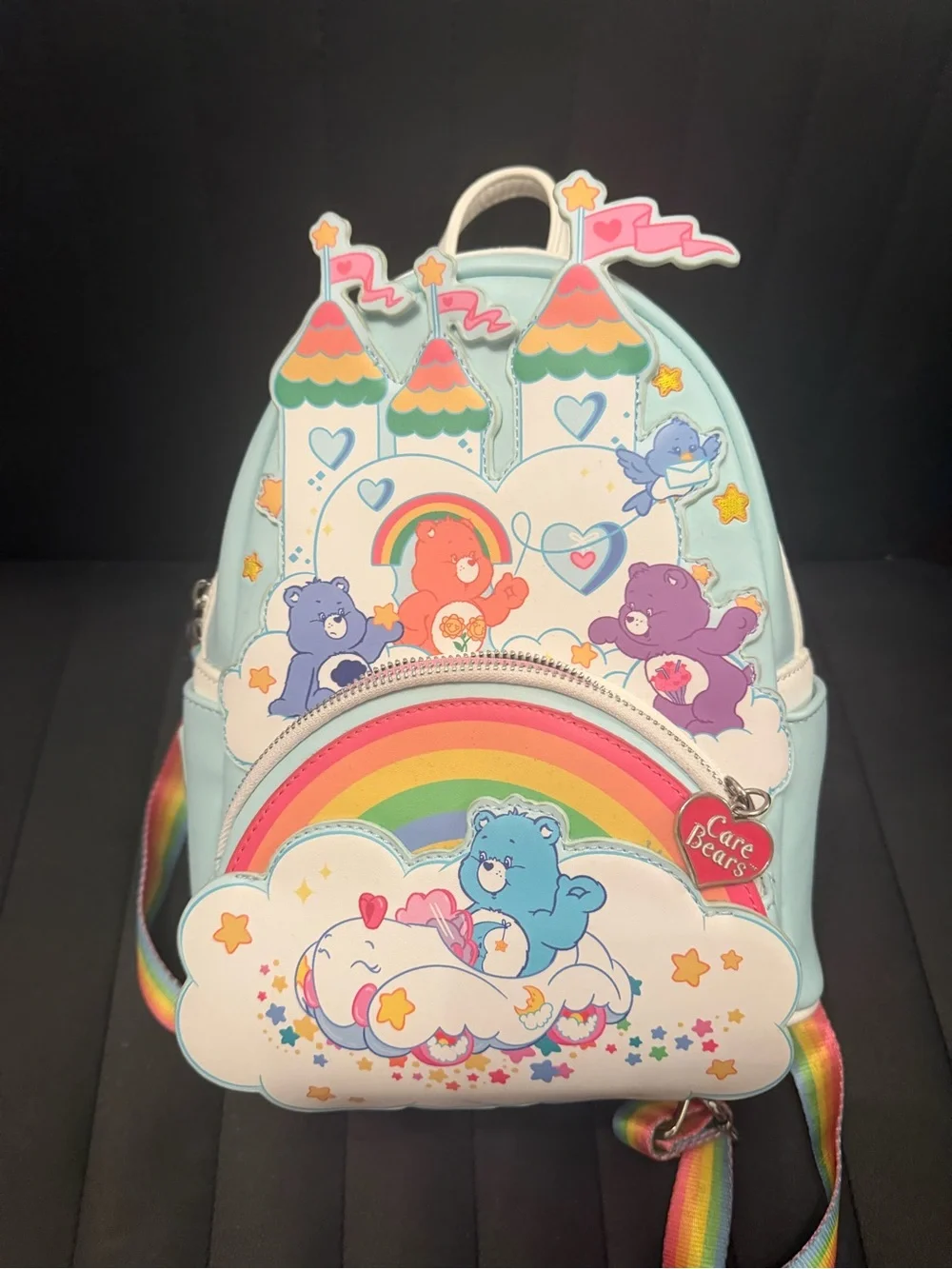 Care Bears Pastel Rainbow Castle Mini Backpack in Light Blue